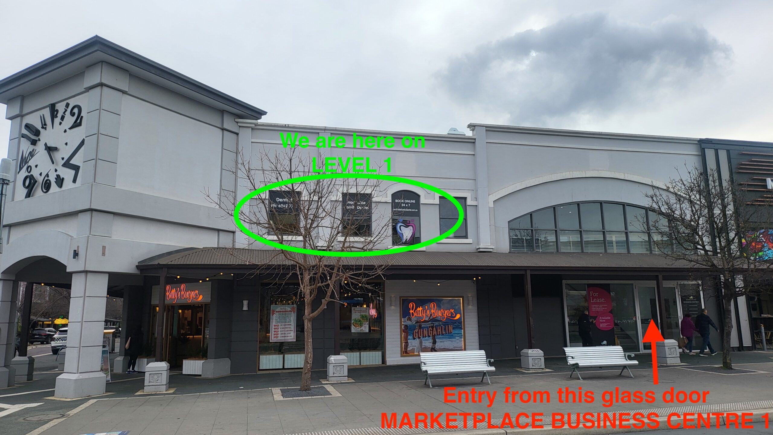 Nothside Family Dental above Betty's Burgers